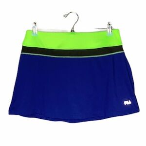 Fila Navy‎ Green Neon Color Blocked Wicking Skort L